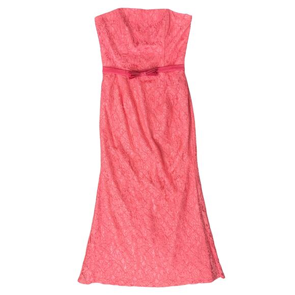 Vintage Jessica McClintock Pink Floral Lace Strapless Mermaid Maxi Dress size 10 - Picture 11 of 14